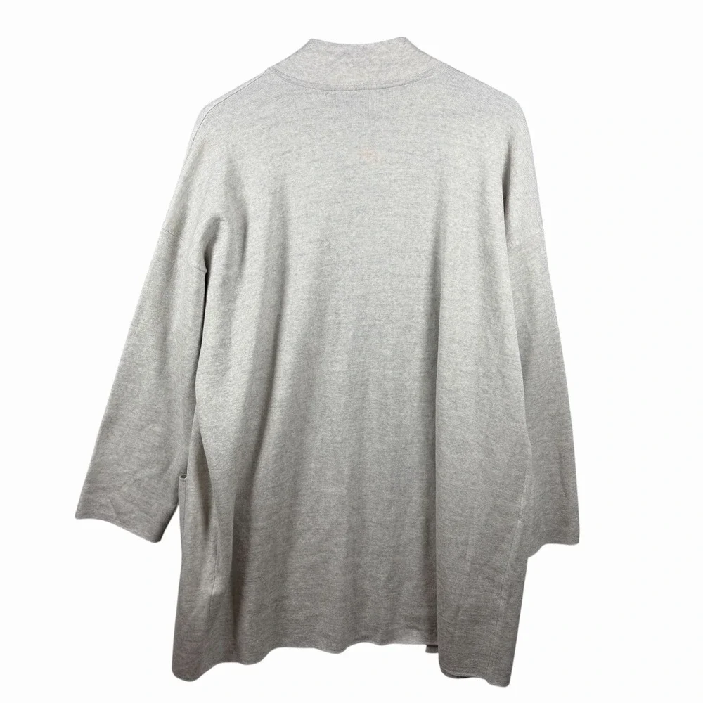 Eileen Fisher Notch Collar Cardigan in Pearl‎ Merino Wool Blend Open Cardigan XL